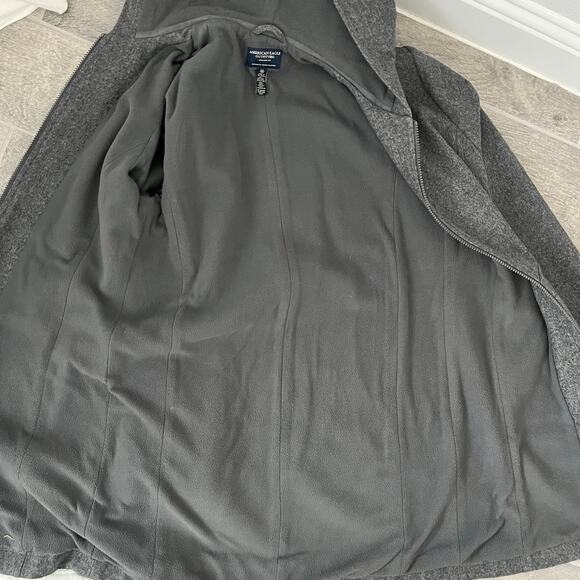 American Eagle Women's Gray Wool Blend Hooded Long Full Zip Up Coat | Size M - Picture 8 of 8